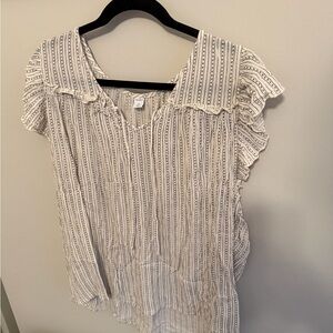 Old Navy White and Black Striped Blouse
